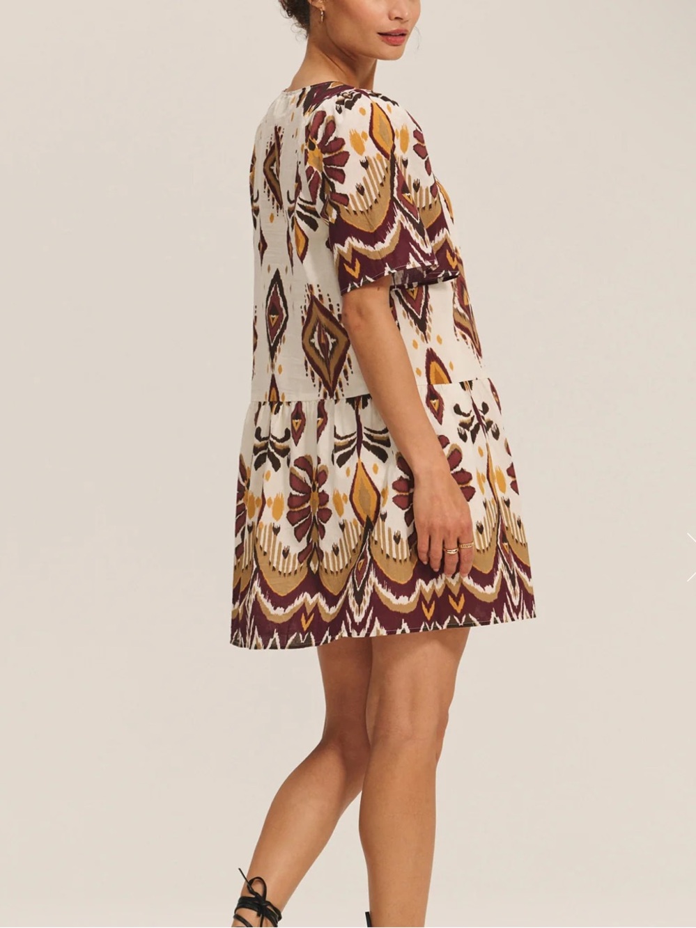 NWT Anthropologie Velvet by Graham & Spencer Boho Printed Short Sleeve Dress - Picture 3 of 8